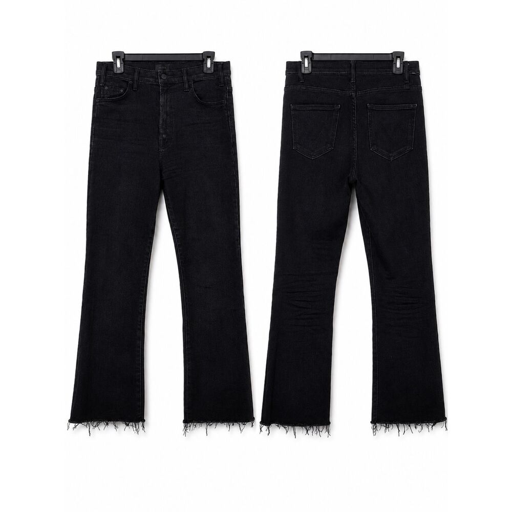 Mother The Hustler Ankle Fray Jeans 29 Encounters at Night Black High Rise Crop - Picture 2 of 11